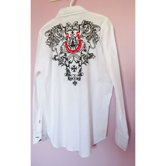VICTORIOUS White/Black Long Sleeve Button Down Shirt , cotton, made in US - Picture 3 of 8